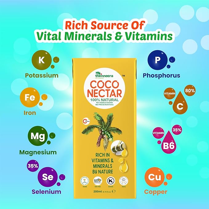 COCO (Coconut) NECTAR - 100% Natural &amp Pure | By Nature Gluten-Free Non-GMO and Vegan | Feel Energized | Kosher| Halal | Natural Wellness Beverage (24 Pack)