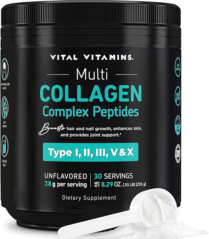 Vital Vitamins Multi-Collagen Powder 30 Servings + Astaxanthin 60 ct