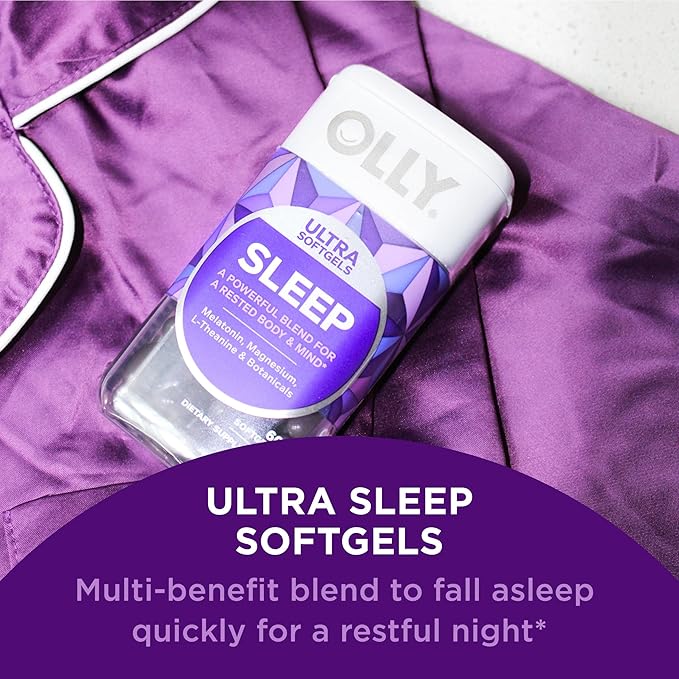 OLLY Ultra Strength Sleep Softgels with Melatonin Magnesium &amp Botanicals Plus Beat The Bloat Capsules for Digestive Support - 60 &amp 25 Count