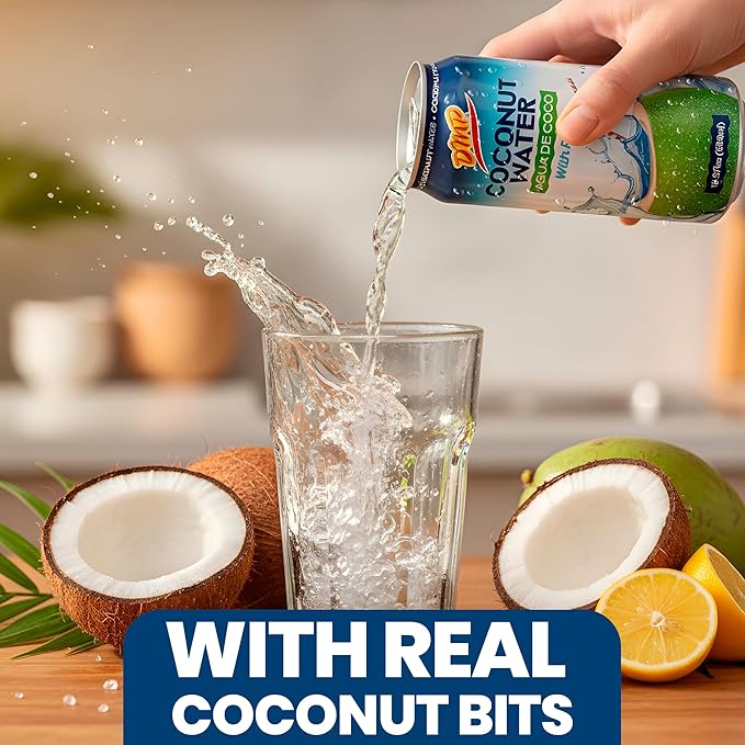 De Mi País Coconut Water with Pulp – Natural Coconut Beverage for Year-Round Hydration Rich in Potassium and Electrolytes No Added Sugars Shelf-Stable Cans – 16.57 oz | 24-Pack