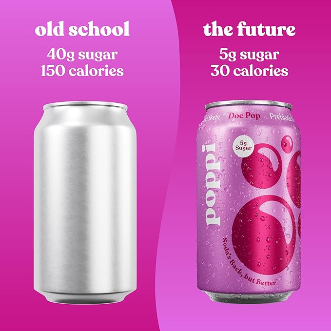Poppi Sparkling Prebiotic Soda Beverage with Apple Cider Vinegar Seltzer Water and Fruit Juice Doc Pop Flavor 12 Fl Oz Pack of 12 Packaging May Vary