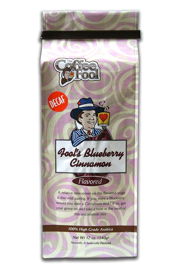 The Coffee Fool Perk Grind Fool's Decaf Blueberry Cinnamon 12 Ounce