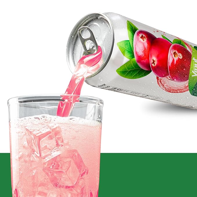 VINUT 100% Cranberry Juice No Added Sugar Not From Concentrate 16.9 fl oz (500 mL) Can Pack of 12