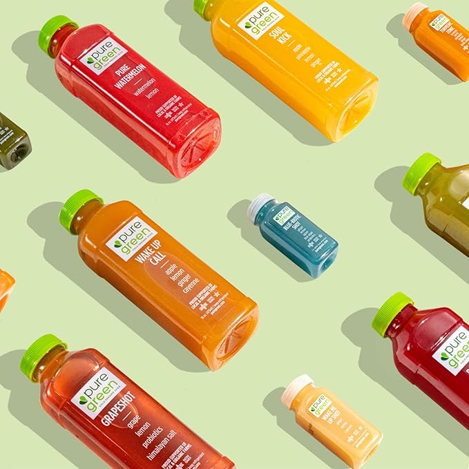Pure Green Cold Pressed Juice - Grapeshot - Fresh Functional Blend with Grape Lemon Pink Himalayan Salt - Natural Gluten Free Non-GMO No Artificial Colors or Flavors - Made from Real Fruits &amp