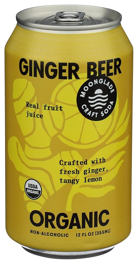 NEW! Moonglade Organic Ginger Beer Small Batch Craft Mixer Non-Alcoholic Fizzy Spicy Craft Soda (12 Pack)