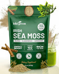 KIKI Green Irish Sea Moss Powder 8 Oz - with Bladderwrack Burdock Root Extract for Immune Support - Keto Vegan Supplement