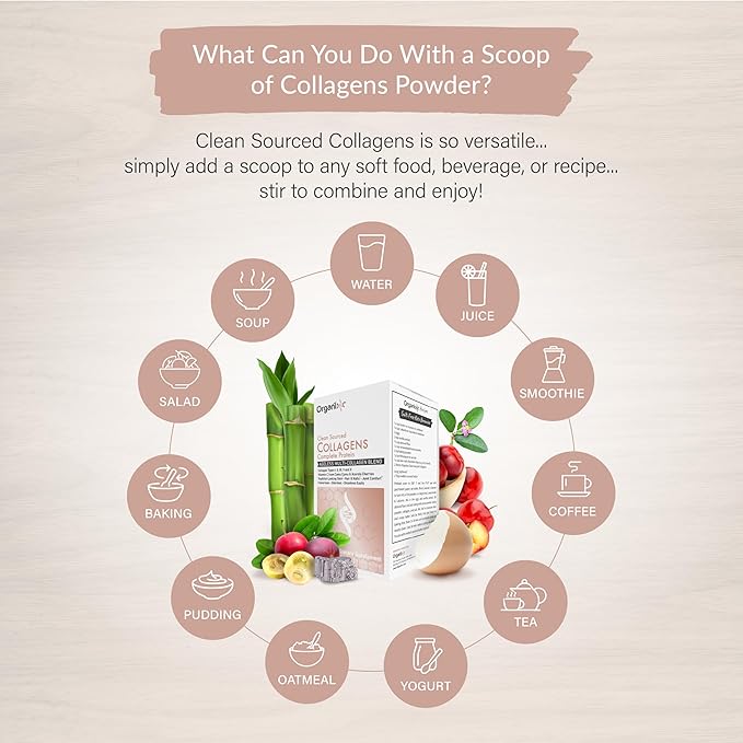 Organixx Clean Sourced Collagens Protein Powder Supplement with 5 Types of Collagen Vitamin C Zinc and Vitamin B6 Unflavored Collagen Powder Dairy and Gluten Free Keto 15 Travel Packets