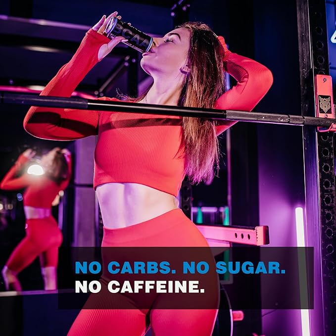 PURE Energy Drink Sports Nutrition 800 MG BCAA | NO SUGAR| NO CARBS | NO CAFFEINE | Vegan | L-Arginine + L-Carnitine (8.4 Fl OZ - 24 Pack)