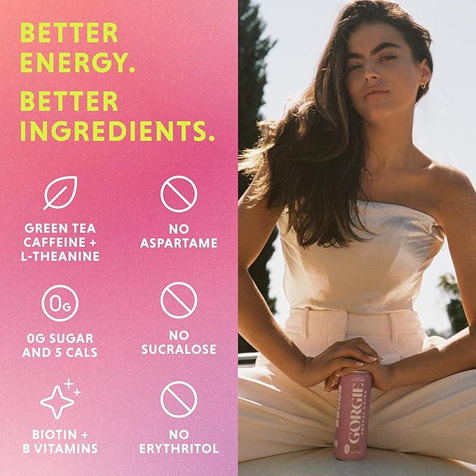 GORGIE All Star Bundle - Tropical Variety - Original Variety Bundle Sugar-Free Natural Energy Drink Sparkling Healthy Energy Drinks - Green Tea Biotin B Vitamins Vegan &amp Low Calorie (2 Packs
