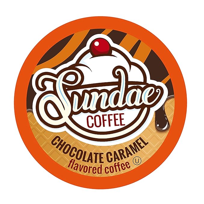 Sundae Ice Cream Flavored Coffee Pods Compatible with 2.0 Keurig K-Cup Brewer (Chocolate Caramel) 48 Count