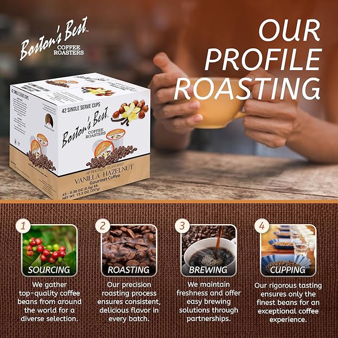 Boston’s Best - Vanilla Hazelnut Delicious Medium Roast Coffee Flavored Gourmet Compatible with Keurig Coffee Maker 1 Count (42 Single Serve Cups)