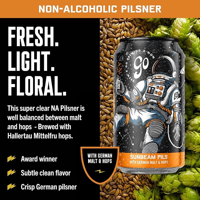 Go Brewing - 12 Mixed Pack - Non-Alcoholic Brew - Small Batch Brew - Classic Ingredients - Non Alcoholic Assorted Variety Pack - Low-Calorie NA Brew - Ideal for Any Occasion (12 oz 12 Pack)