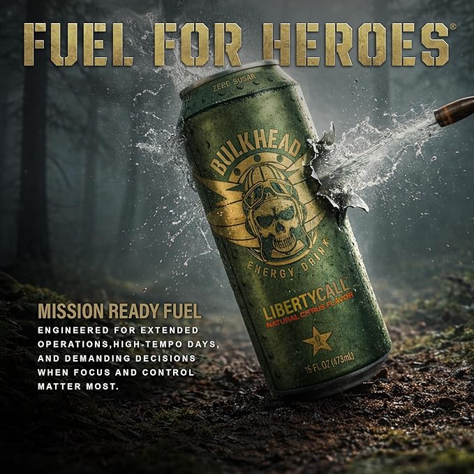 Liberty Call Citrus Energy Drink (12 Pack) - Energetic Natural Citrus Nootropic Drink - Zero Sugar Energy Drinks w/ 300mg Caffeine &amp Vitamins - Power Drinks for First Responders Athletes Veteran