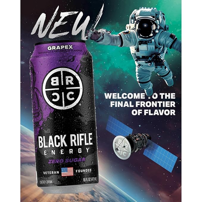 Black Rifle Energy GrapeX Zero Sugar Energy Drink 200mg Caffeine 16 fl oz can (Pack of 12)