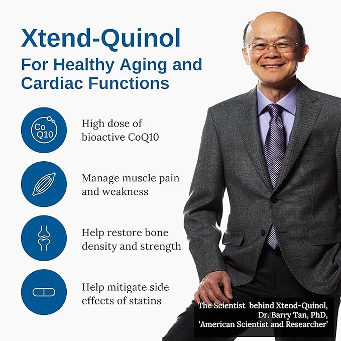 Xtendlife Xtend-Quinol CoQ10 Supplement for Heart Health Cellular Energy and Aging Health - Ubiquinol and GG for CoEnzyme Q10 Production - 60 Day Supply