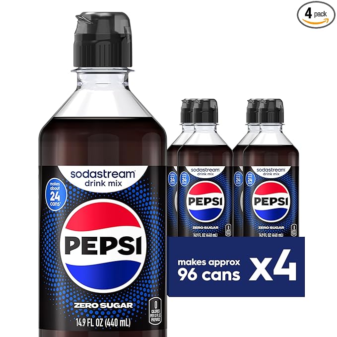 SodaStream® Pepsi® Zero Sugar New Pour Bottle Beverage Mix 14.9 Fl Oz (Pack of 4)