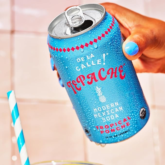 De La Calle Tepache - Tropical Ponche - Modern Mexican Soda - Craft Fermented Pineapple Sparkling Beverage - Certified Organic Antioxidant Rich Non-Alcoholic Healthy Soda Low Sugar Low Calorie N