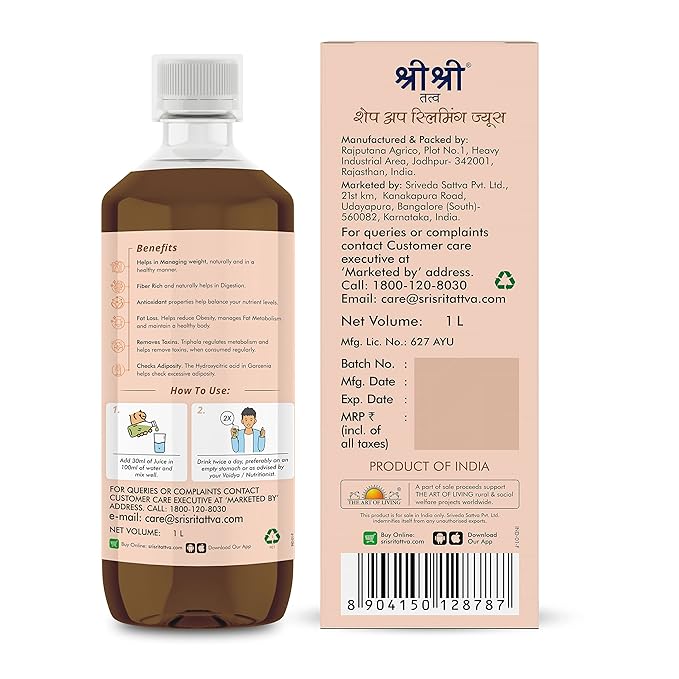 Sri Sri TATTVA shuddhta ka naam Shape Up Juice - Slimming Juice 1L 33.81 Fl Oz (Pack of 1)