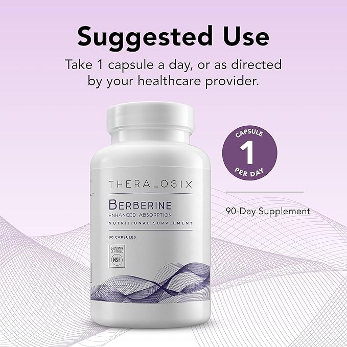 Theralogix Berberine Enhanced Absorption - 90-Day Supply - Made with Berberine Phytosome to Help Support Healthy Metabolism &amp Hormone Balance* - NSF Certified - 90 Capsules