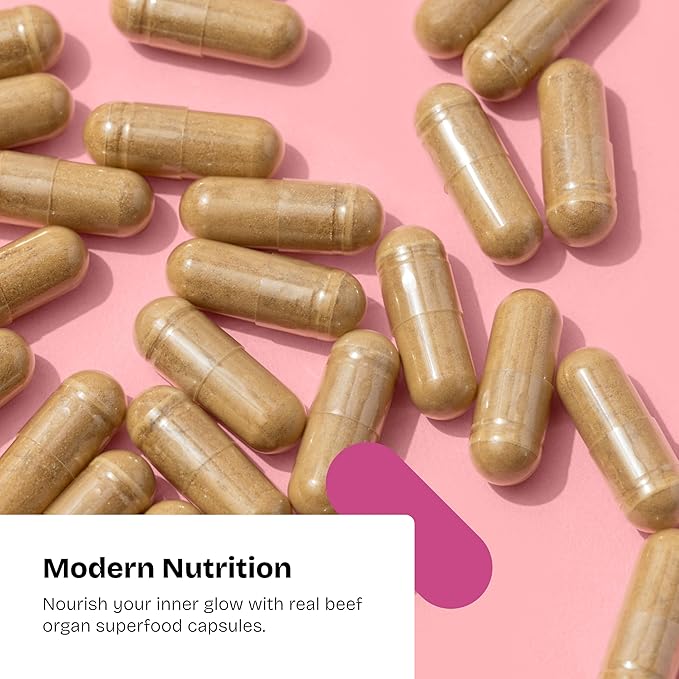 Female-Optimized Beef Organ Superfood (Beef Ovary Uterus Liver Kidney Heart &amp 6 More) - 100% Grass Fed &amp Finished Pasture Raised Cattle 3rd Party Tested - Nourish Your Inner Glow