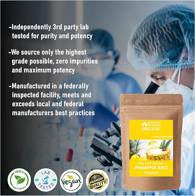 Blessfull Healing Organic Pineapple Juice Powder 100% Pure Natural 200 Gram / 7.05 oz