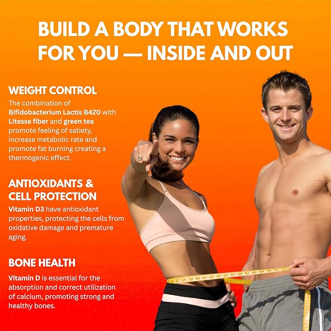 MultiBlue Probiotic Fit – Supports Natural GLP-1 &amp Appetite Control for Women &amp Men Bifidobacterium B-420 Digestive &amp Gut Health 10 Probiotic Strains 60 Billion CFU Prebiotic + Vitami