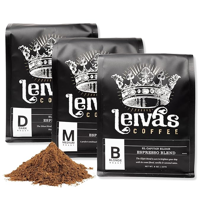 Leiva’s Espresso Ground Coffee Variety Pack 3 x 8oz – Blonde Medium &amp Dark Roast – Micro-Lot Guatemalan Beans – Low Acidity