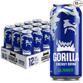 Gorilla Energy Original Energy Drink Zero Sugar &amp 200mg Natural Caffeine L-Theanine Taurine Ginseng Acetyl L-Carnitine B Vitamins Sugar Free and No Artificial Colors 16 oz Cans 12 Pack