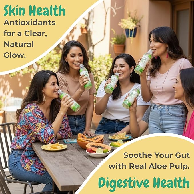 VISVITA Aloe Vera Juice with Real Pulp Mango | Digestive Health Hydration &amp Energy Boost | No Artificial Colors 16.9 oz (Pack of 20)
