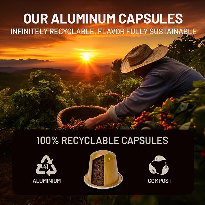 ESPRESSORO 100 USDA Organic Espresso Pods - RISTRETTO Aluminum Capsule Compatible with Nespresso Original Lines Machines. Intensity 7 Premium Italian Expresso Coffee Capsules