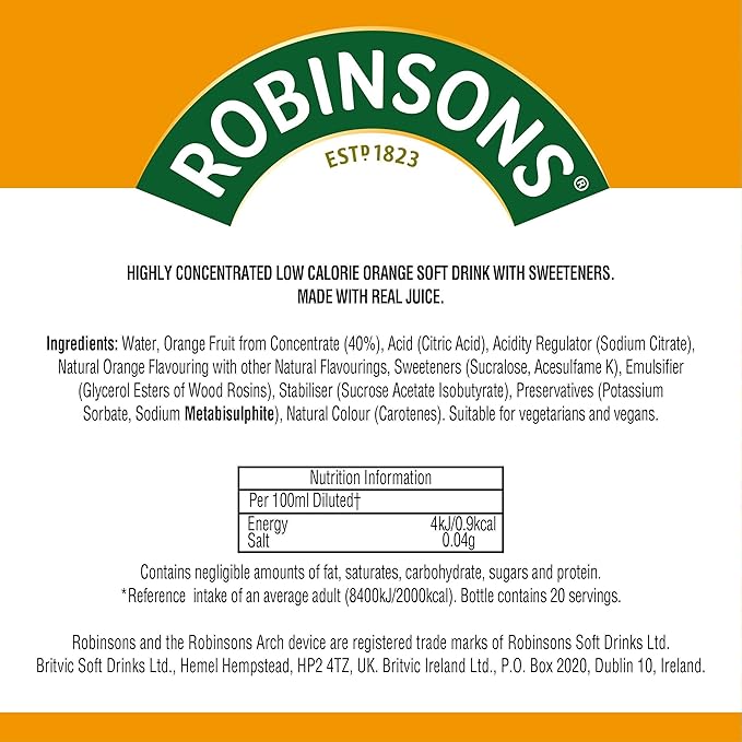 Robinsons Mini - No Added Sugar - Low Calorie - Orange 6 Count