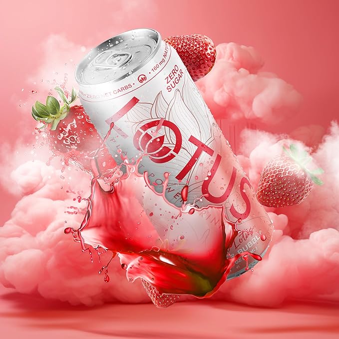 Red Lotus Plant Power Drink™ | Sugar Free Low Calorie | 160 mg Natural Caffeine from Green Coffee Bean | Plant-Based Ingredients | Zero Sugar | 10 Calories | 12 oz Cans | 12 Count