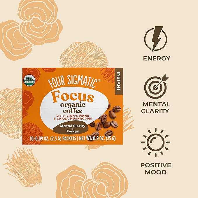 Four Sigmatic Mushroom Coffee Mix Pack of 2 - Lion's Mane and Chaga &amp Cordyceps and Chaga