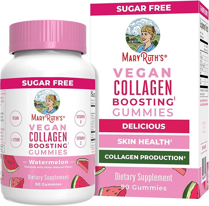 MaryRuth Organics Vegan Collagen for Women &amp Men Collagen Boosting Gummies Skin Care Lysine Vitamin C Vitamin A Amla Supplement for Hair &amp Skin Vegan Non-GMO Gluten Free 90 Servings