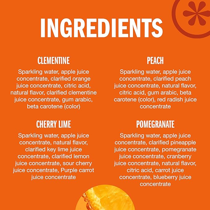 IZZE Sparkling Juice Beverage BlendSunset Variety PackClementinePeachCherry LimePomegranateNo Sugar Added8.4 Fl Oz(Pack of 48)