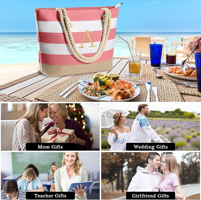 YOOLIFE Beach Bags for Women - Travel Canvas Beach Tote Pool Waterproof Bag Travel Essentials Gifts for Women Birthday