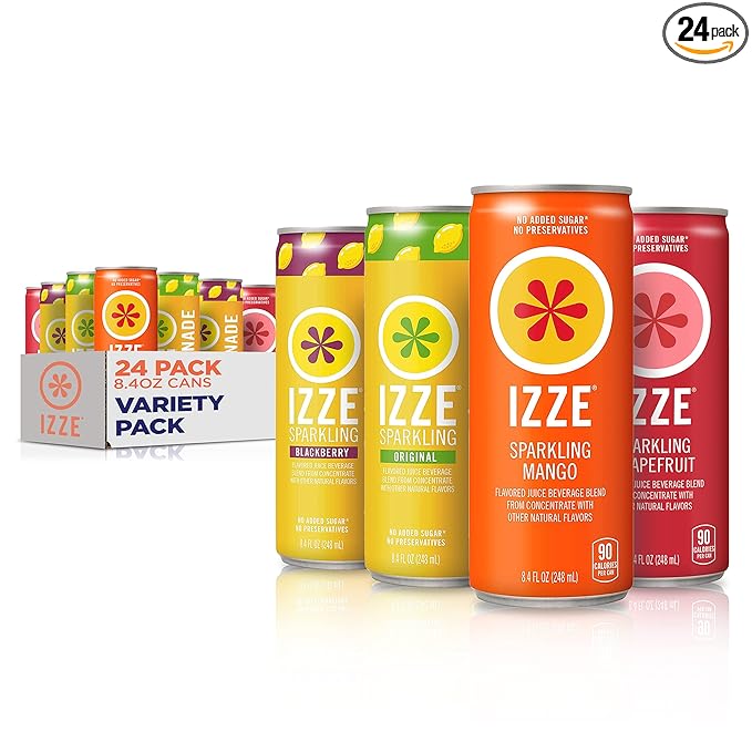 IZZE Sparkling Juice Variety Pack 8.4 Fl Oz (Pack of 24)