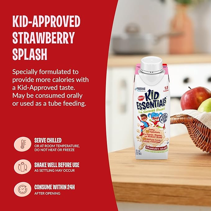 BOOST KID ESSENTIALS 1.5 Strawberry Splash 8 Fl oz (Pack of 24)