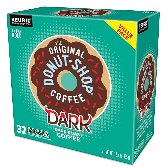 The Original Donut Shop Dark Keurig Single Serve K-Cup Pods Dark Roast Coffee Pods 32 Count