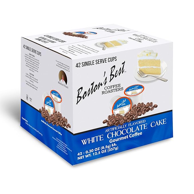 Boston’s Best - White Chocolate Cake Flavored Delicious Gourmet Coffee Compatible with Keurig Coffee Maker 1 Count (42 Single Serve Medium Roast Cups)