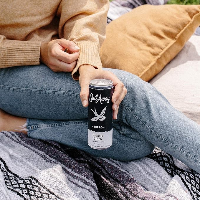 Sail Away Coffee Cold Brew Coffee Cans Classic Black - Smooth Unsweetened Less Acidic Gluten-Free Dairy-Free 11.5 Ounce (Pack of 12)