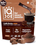 IQJOE Mushroom Coffee Packets (40 Servings) Lion’s Mane Magtein Magnesium Antioxidants Adaptogens - Caffe Mocha - Instant Coffee for Focus Clarity Mood Energy Boost - Sugar Free Keto Vegan