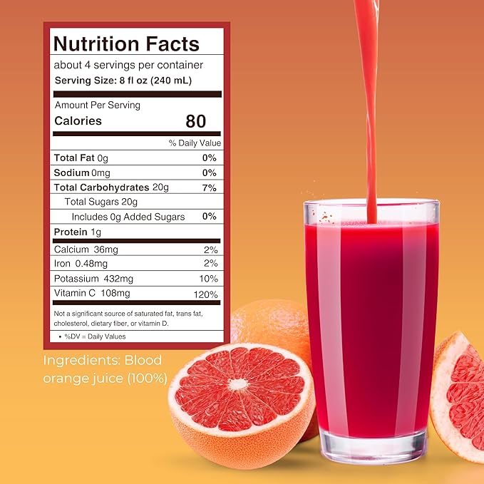 Mongibello 100% Blood Orange Juice 32 Fl Oz (3 Pack) Fresh Squeezed Pure All Natural Rich in Antioxidants &amp Vitamin C Ships Frozen Grown in Sicily Italy