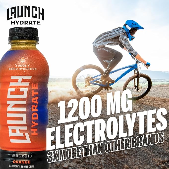 Sports Drink: Orange Flavor - 16.9 Oz (12 Pack) Energy Drink + Hydration Real Cane Sugar Electrolytes Cognizin for Focus Vitamin B12 Energy Boost L-Glutamine Hydration Formula No Artificial Swe