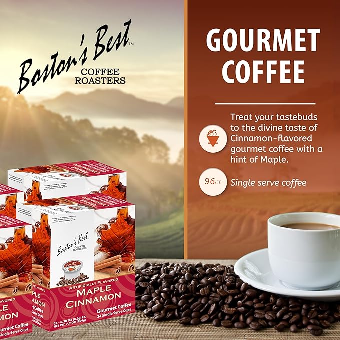 Boston’s Best - Maple Cinnamon Flavored Delicious Gourmet Coffee Compatible with Keurig Coffee Maker 24 Count (Pack of 4)