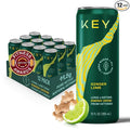 KEY Ketone Drink - Ketones for Energy &amp Focus Sugar Free &amp Low Caffeine from Green Tea with L-Theanine No Crash or Jitters All Natural Lightly Carbonated Ginger Lime (Pack of 12)