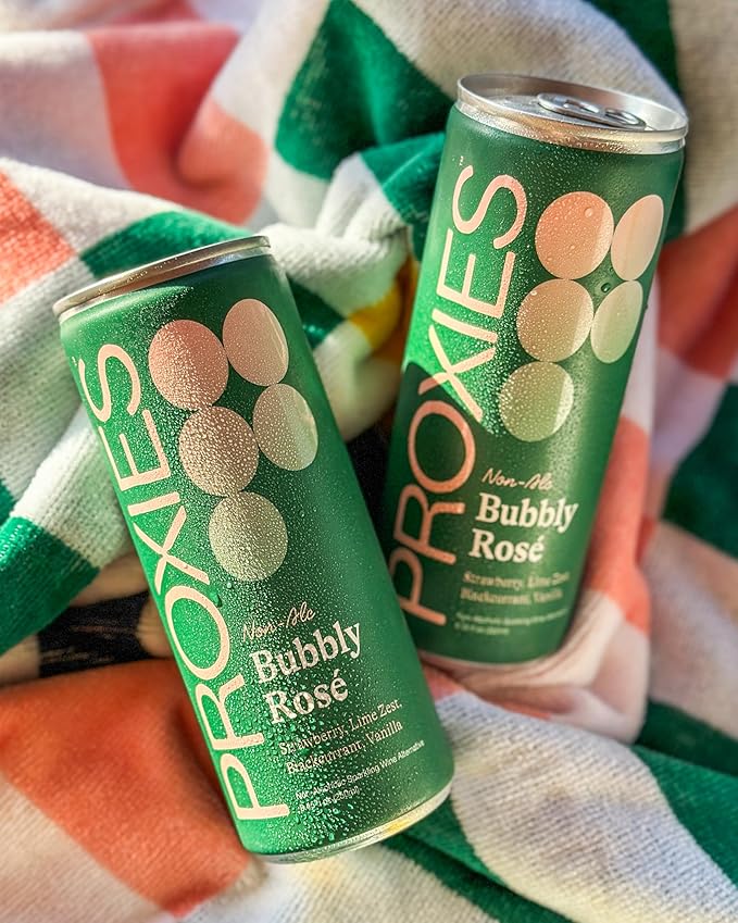 Proxies Bubbly Rosé – Non-Alcoholic Sparkling Wine Spritz – Crisp and Crushable Canned Drink 4-Pack