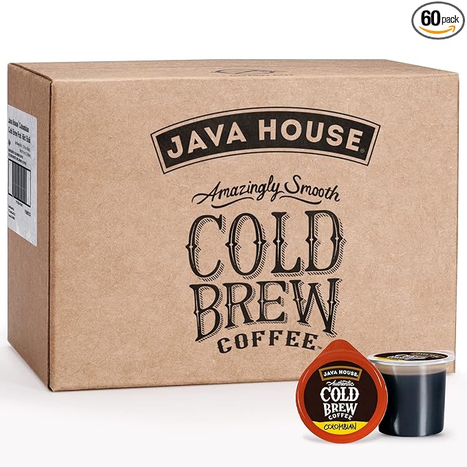JAVA HOUSE Medium Roast Colombian Cold Brew Pods (60 Count) Peel and Pour Pods Hot or Iced Instant Coffee Concentrate