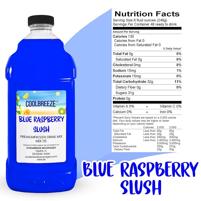 Cool Breeze Beverages Ready to Use Slush Mix Blue Raspberry 1/2 gal