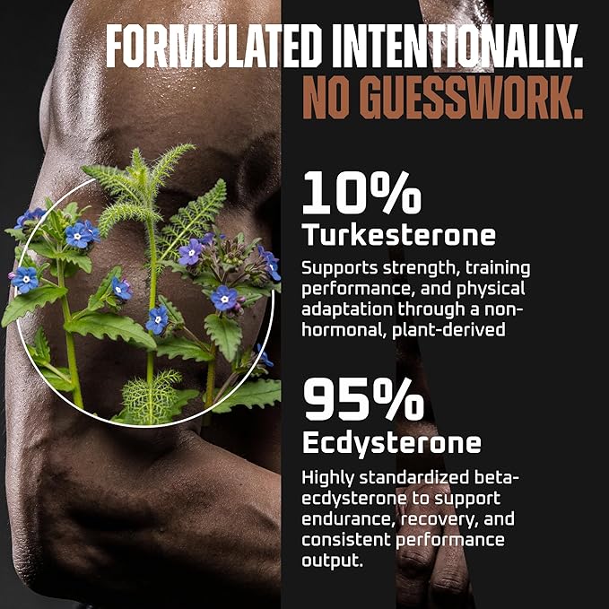 Turkesterone &amp Ecdysterone – Natural Testosterone Support 2-in-1 High Potency Turkesterone Supplement for Men &amp Women with 95% Beta Ecdysterone - Made in USA &amp 3rd Party Tested - 180 Caps